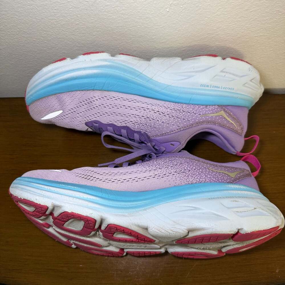 Hoka Bondi 8 Women's Running Shoes - Chalk Violet/Pastel Lilac Women size 8 - Picture 9 of 11